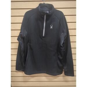 SPYDER All Black 1/4 Zip 100% Polyester Pullover Men's Size XL
